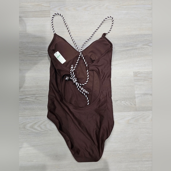 Aerie The Surfer Brown Full Coverage One Piece Swimsuit Size S NWT - Picture 6 of 6